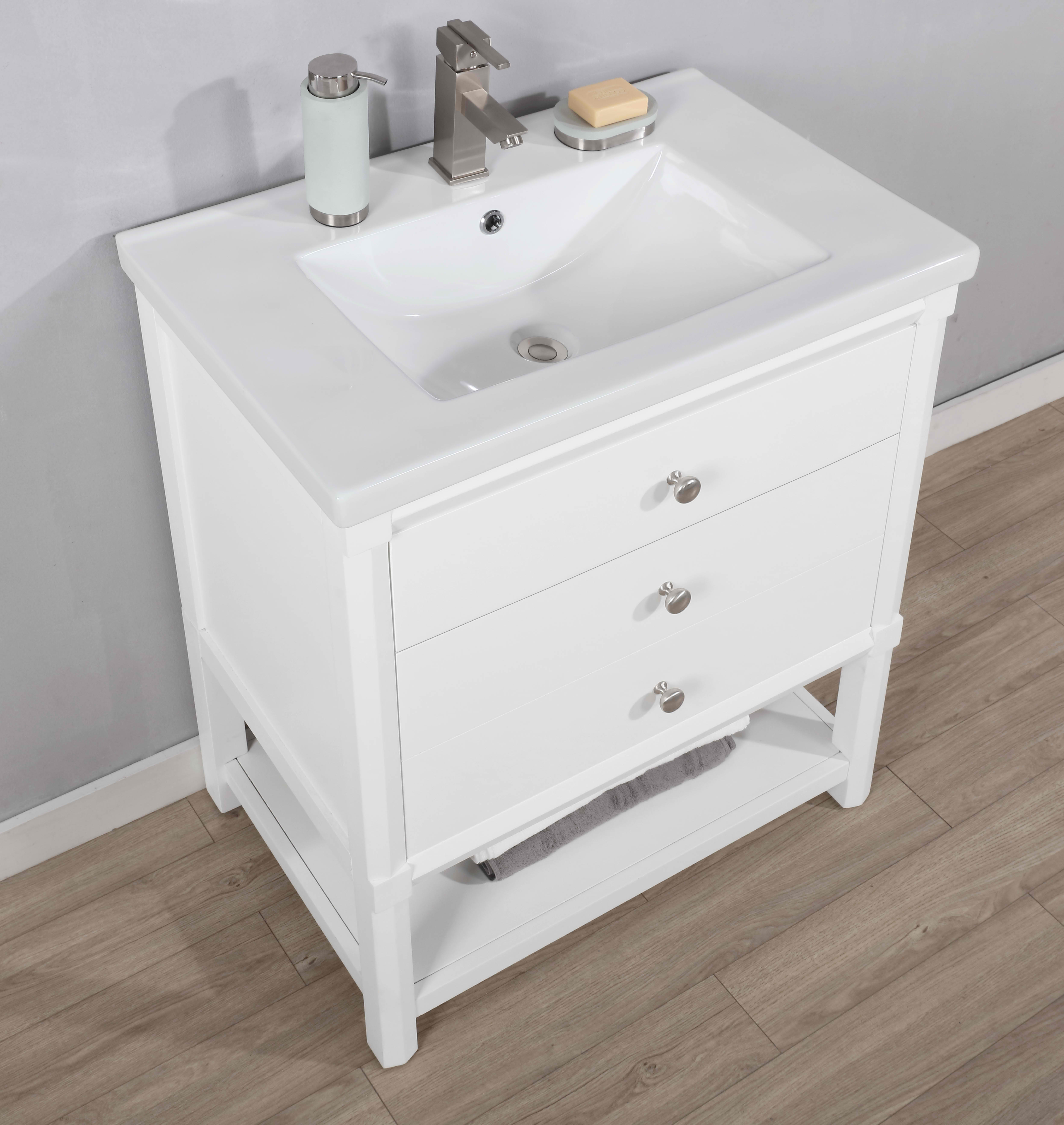 Transitional 30" Single Sink Vanity with Porcelain