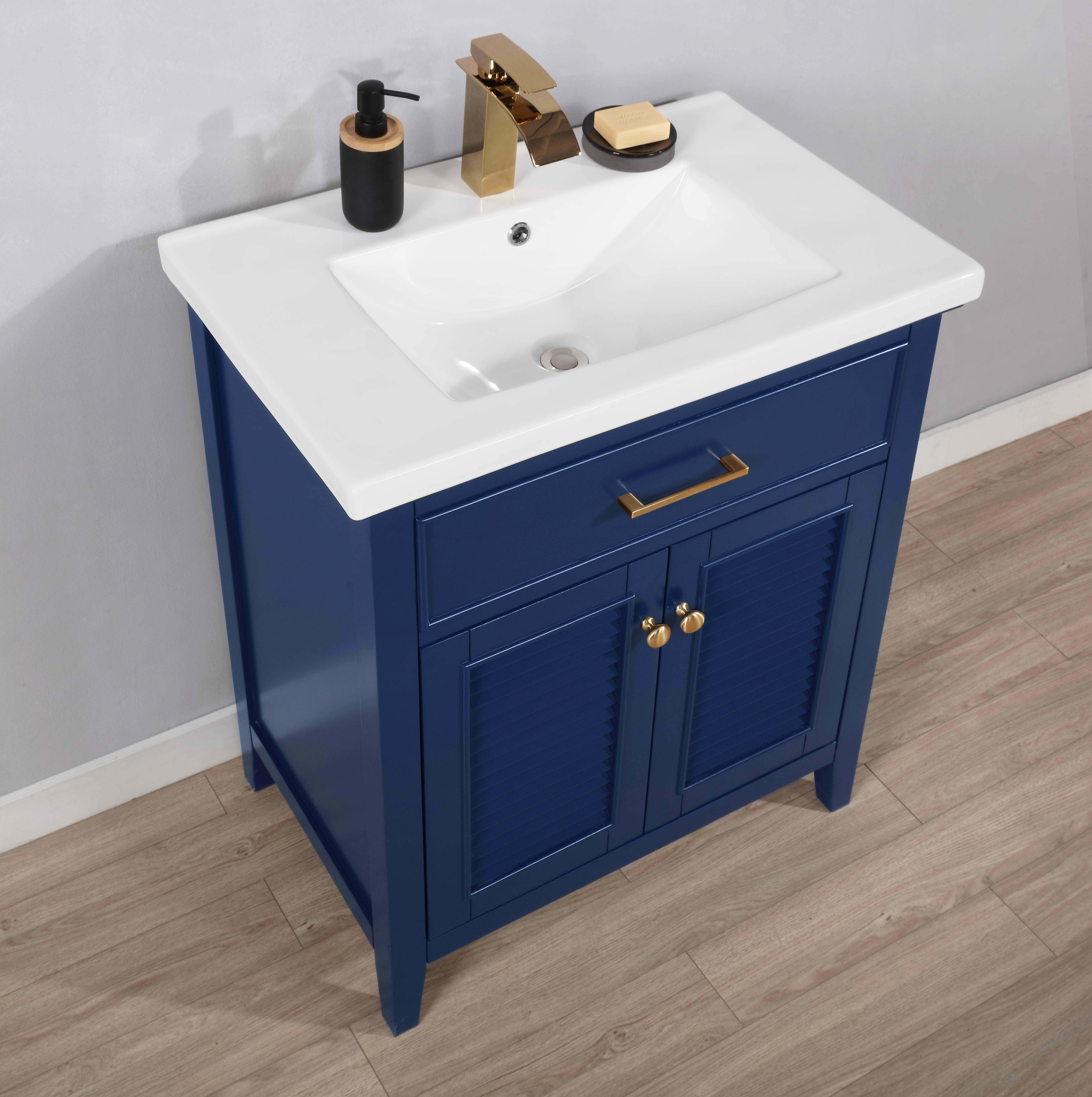 Transitional 30" Single Sink Bathroom Vanity with Porcelain Integrated