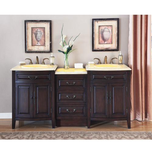 Silkroad 72 Inch Double Sink Bathroom, 72 Inch Countertop With Double Sinks
