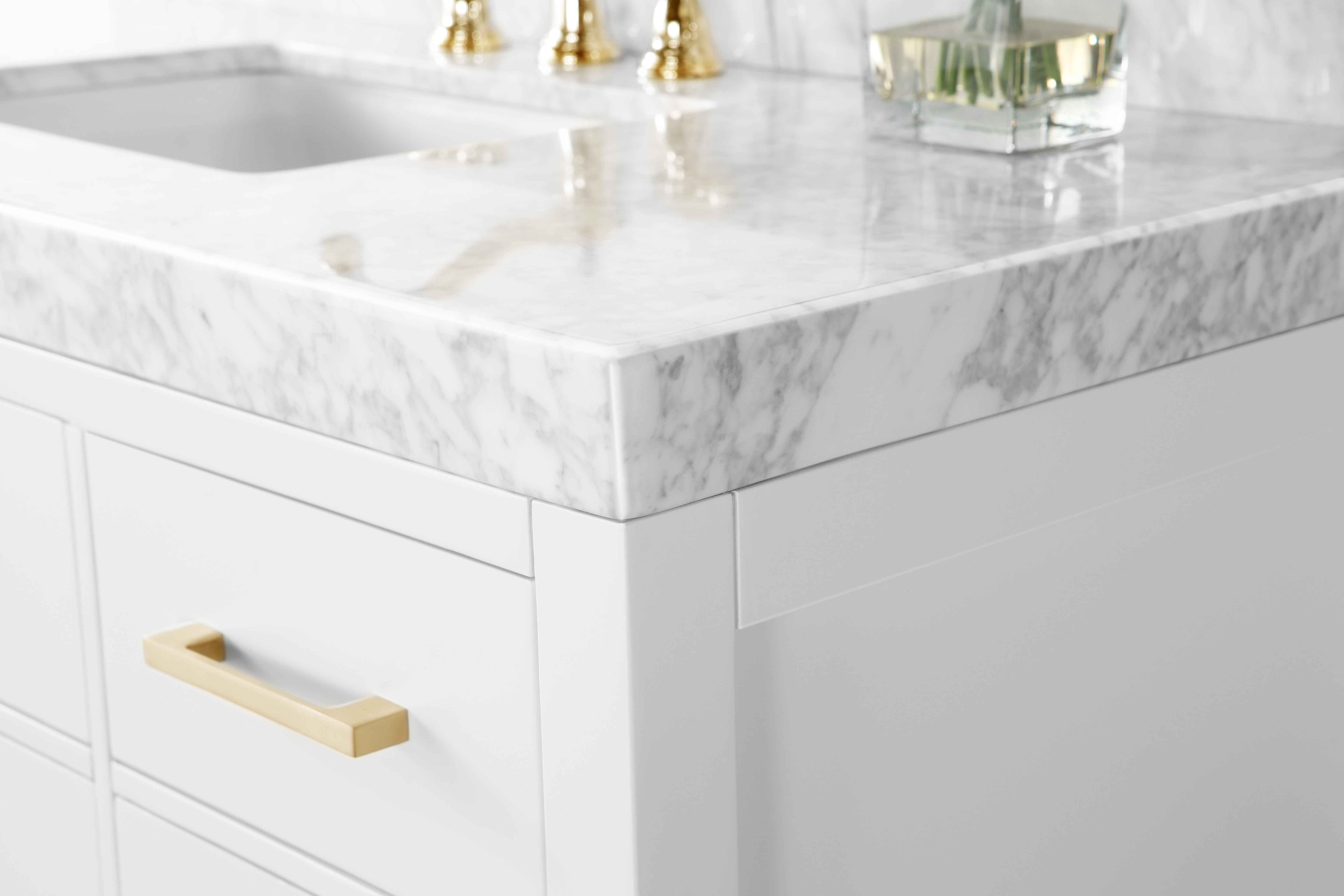 Single White Bathroom Vanity With Marble Top