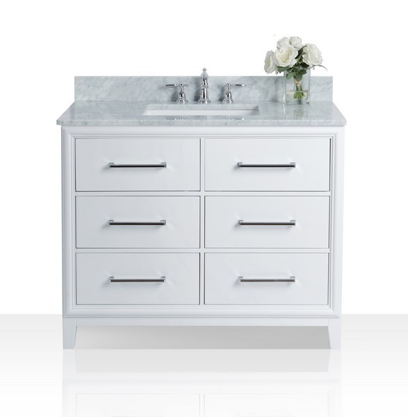 Italian Cararra White Marble Vanity Top, 42 In Vanity Top With Sink