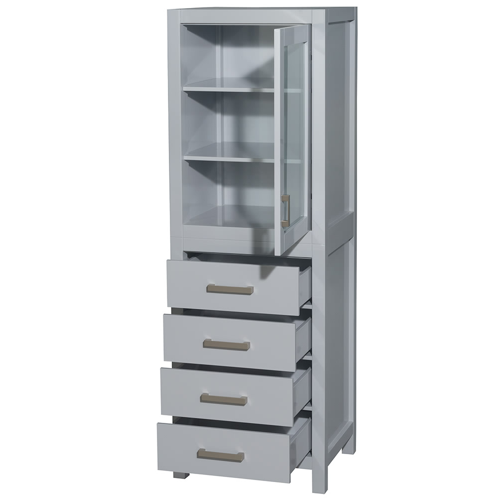 24 inch Linen Tower in Gray with Shelved Storage