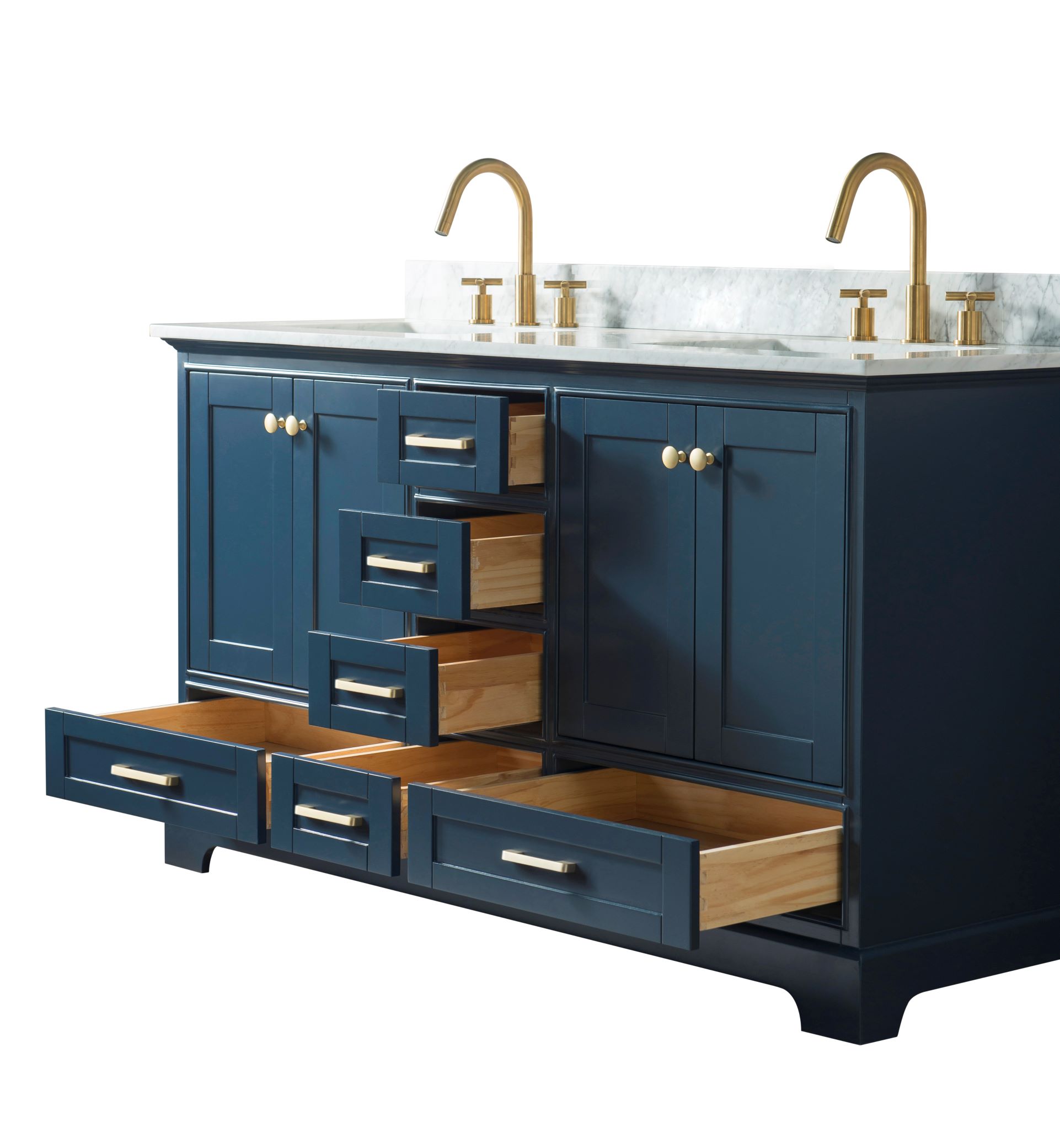 72" Double Sink Bathroom Vanity in Blue Finish with