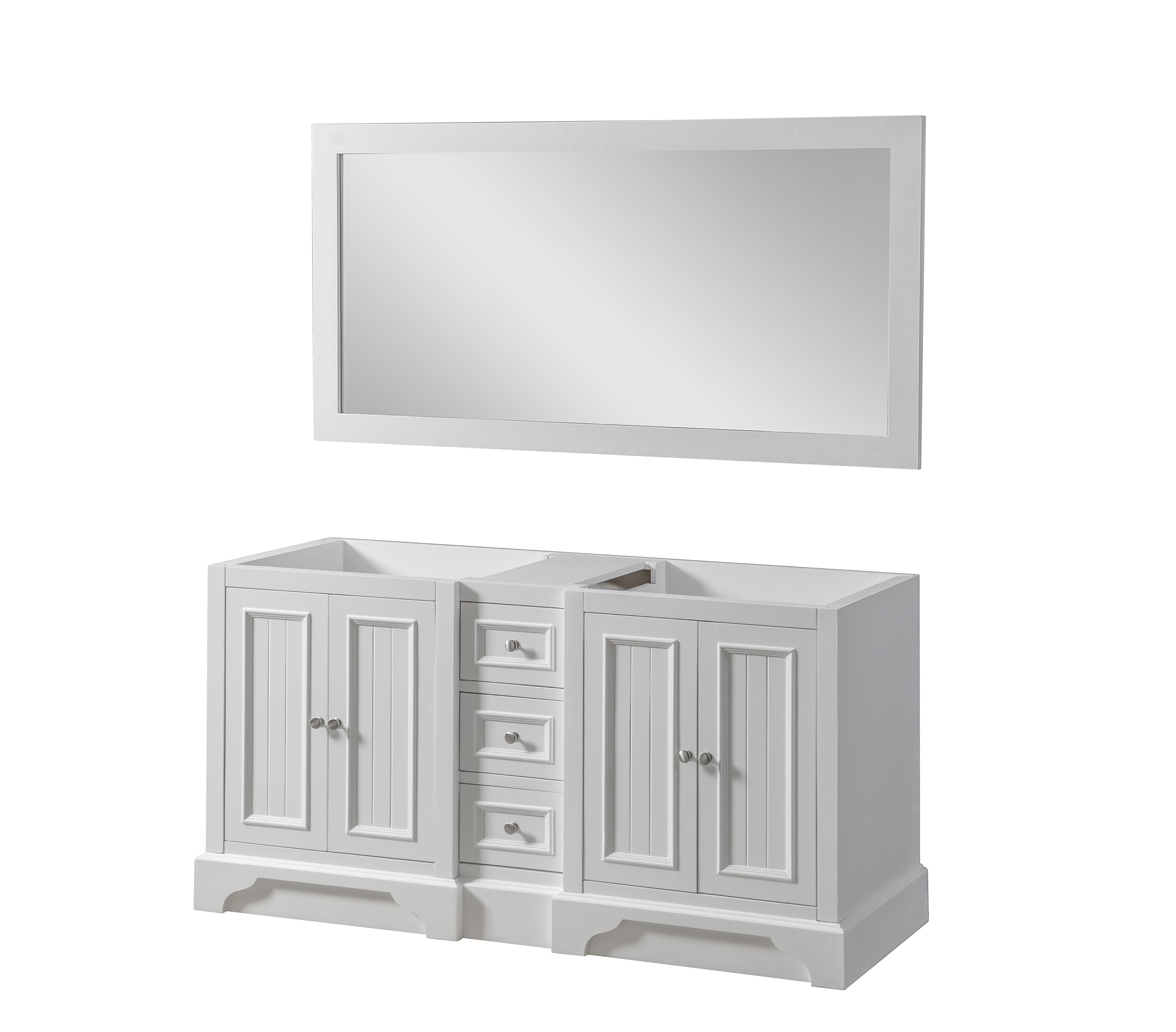  60'' Vanity in White with White Carrara Marble Top