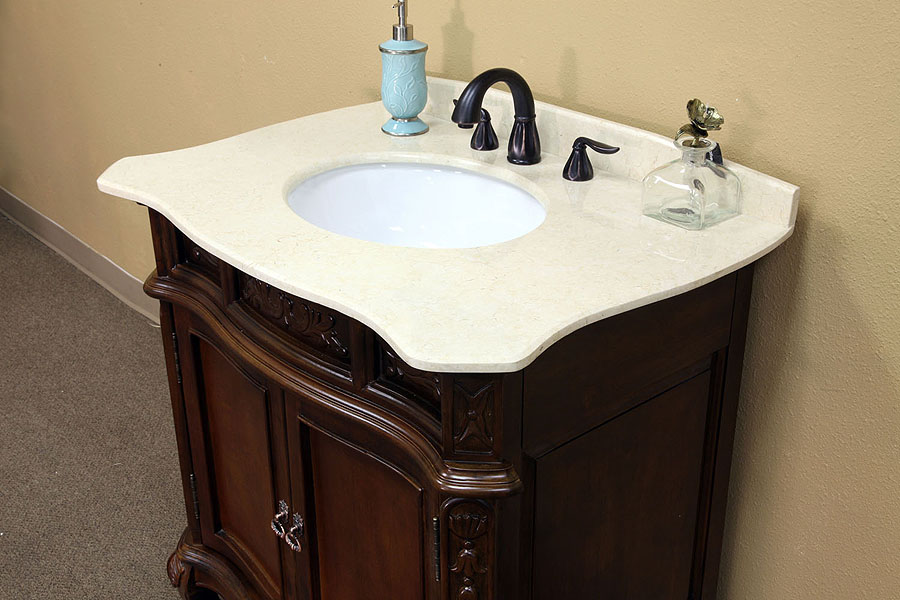 34 6 Inch Single Sink Vanity Wood Walnut Cream Marble - 34 Inch Bathroom Vanity Countertop