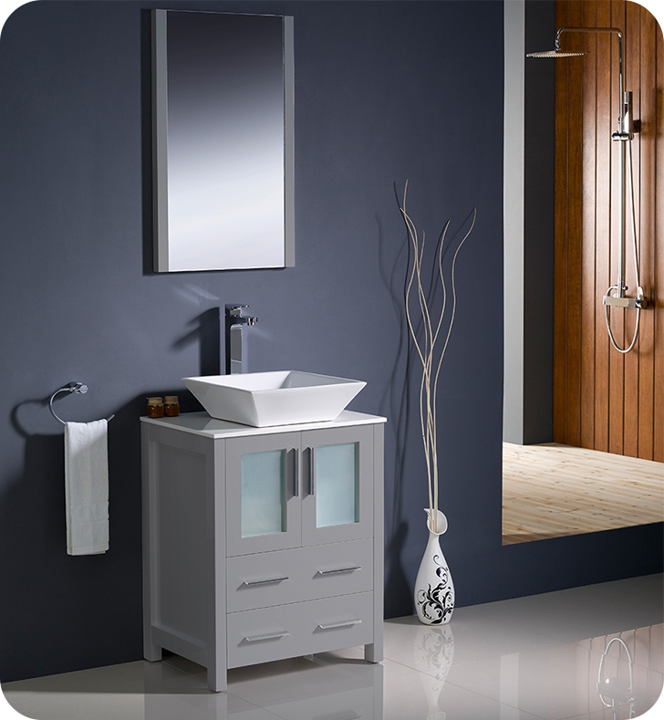 24 Gray Modern Bathroom Vanity Vessel, Bathroom Vanity Vessel Cabinet