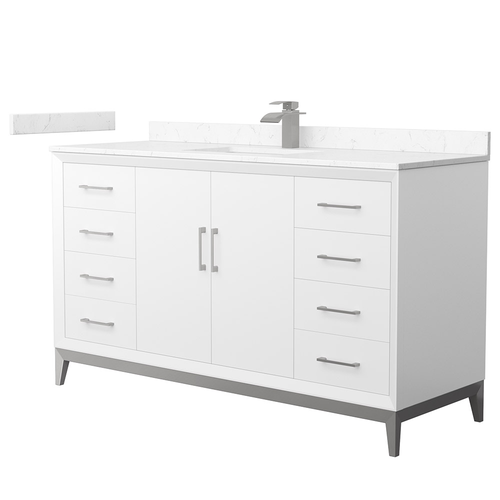 60" Single Bathroom Vanity in White with Countertop and Hardware Options 60" Single Bathroom Vanity in White with Countertop and Hardware Options