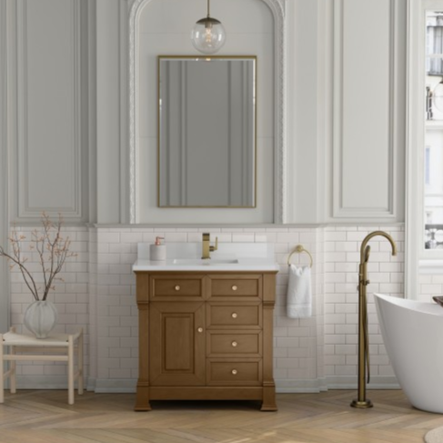 James Martin Brookfield 36" Single Vanity, Honey Oak with Countertop Options and Mirror Option