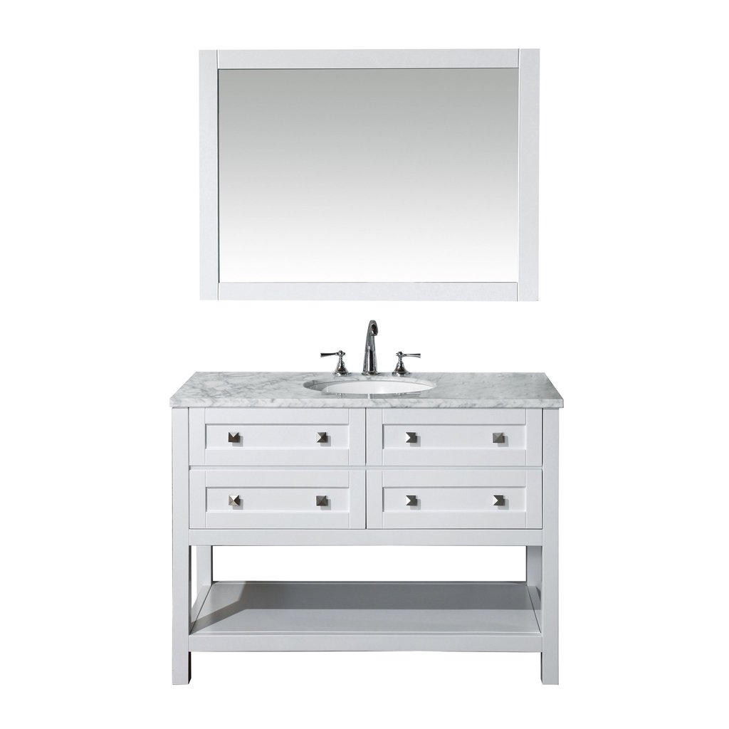 Marla White 48" Single Sink Bathroom Vanity with Mirror