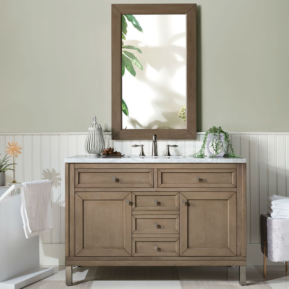 Chicago 48" White Washed Walnut Single Vanity with Top Options