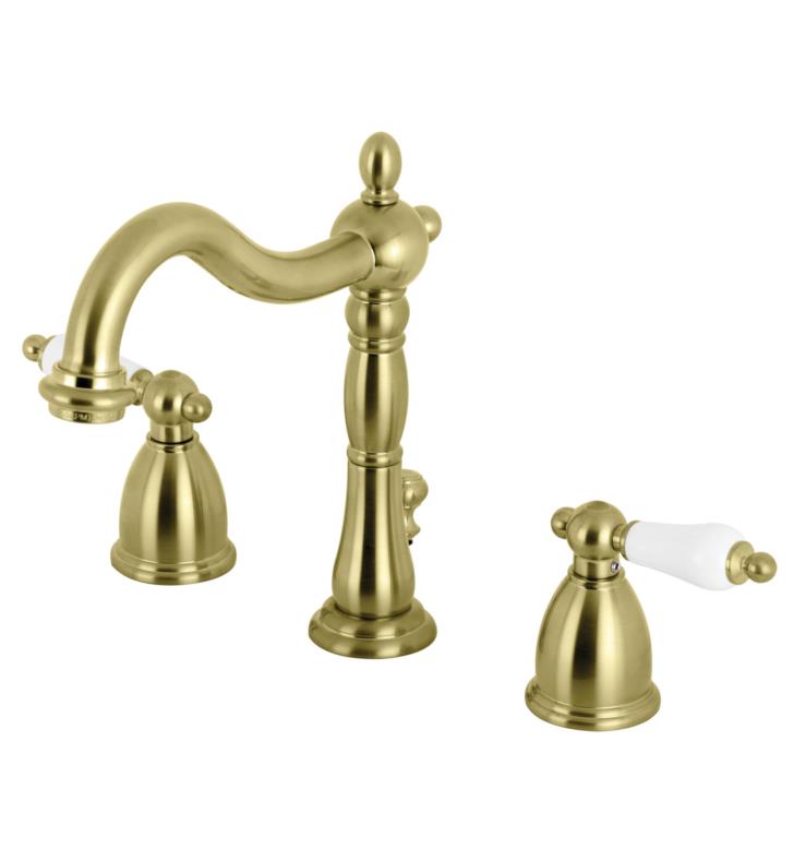 Heritage 8" Double Porcelain Lever Handle Widespread Bathroom Sink Faucet with Pop-Up Drain