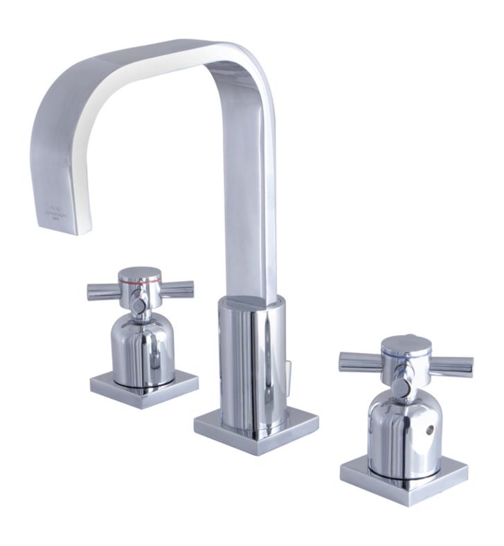 Concord 9" Double Metal Cross Handle Widespread Bathroom Sink Faucet with Pop-Up Drain