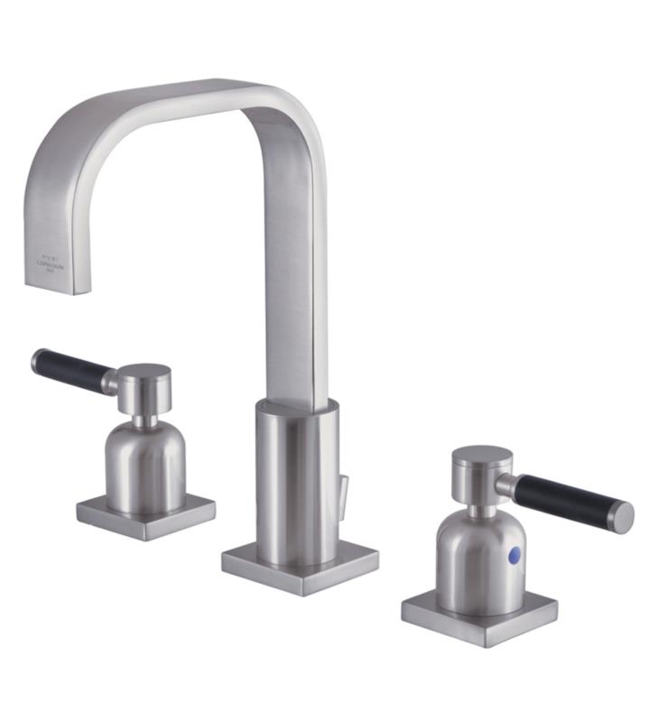 Kaiser 9" Double Porcelain Rubber - Coated Lever Handle Widespread Bathroom Sink Faucet with Pop-Up Drain in Brushed Nickel