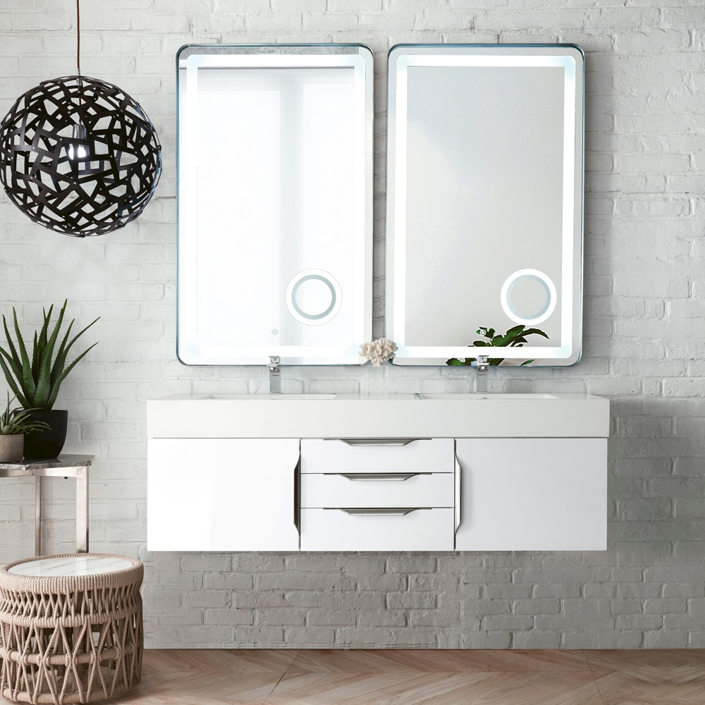 James Martin Mercer Island Collection 59" Double Vanity, Glossy White Finish