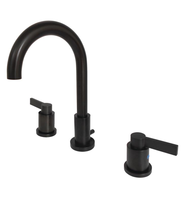 NuvoFusion 10" Double Flat Metal Lever Handle Widespread Bathroom Sink Faucet with Pop-Up Drain