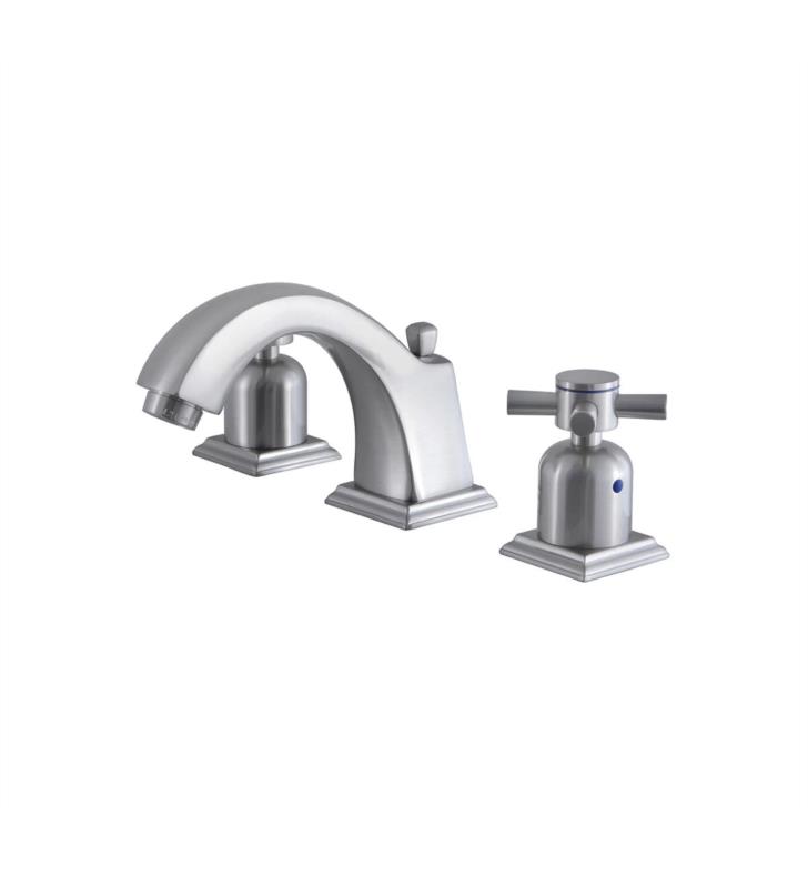 Concord 4 3/8" Double Metal Cross Handle Widespread Bathroom Sink Faucet with Pop-Up Drain in Brushed Nickel