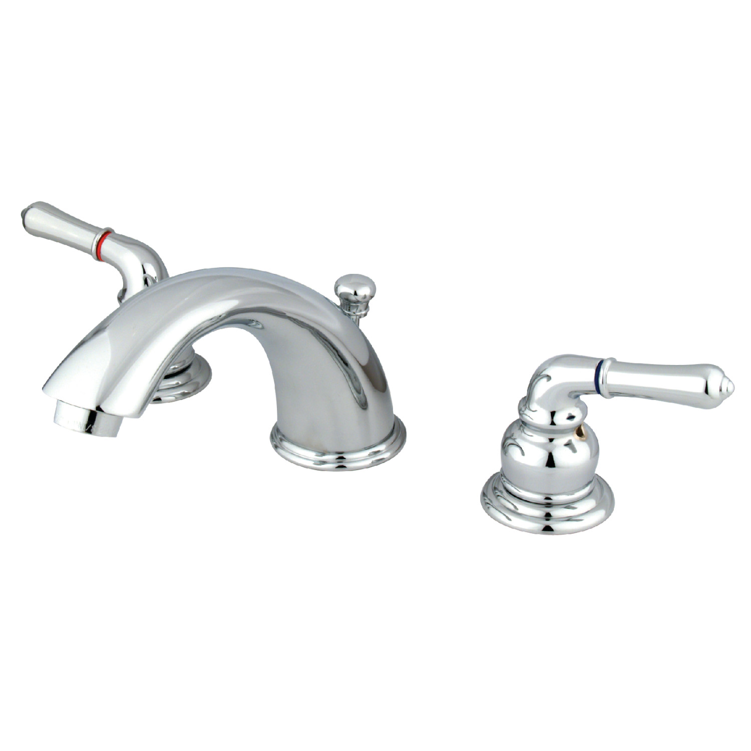 Traditional 2 Handle 3-Hole Deck Mounted Widespread Bathroom Faucet with Plastic Pop-Up in Polished Chrome