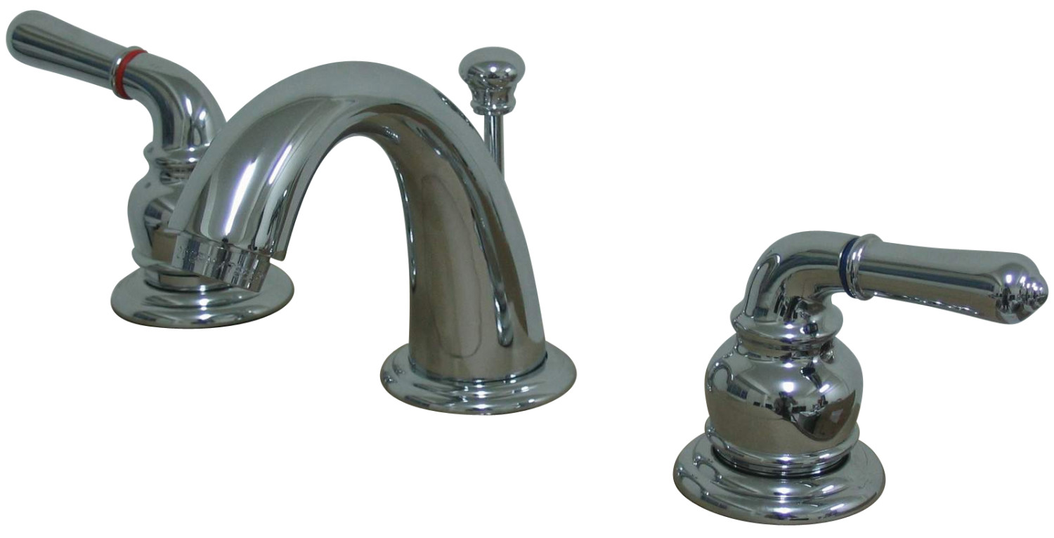 Traditional Two-Handle 3-Hole Deck Mounted Widespread Bathroom Faucet with Plastic Pop-Up in Polished Chrome Finish