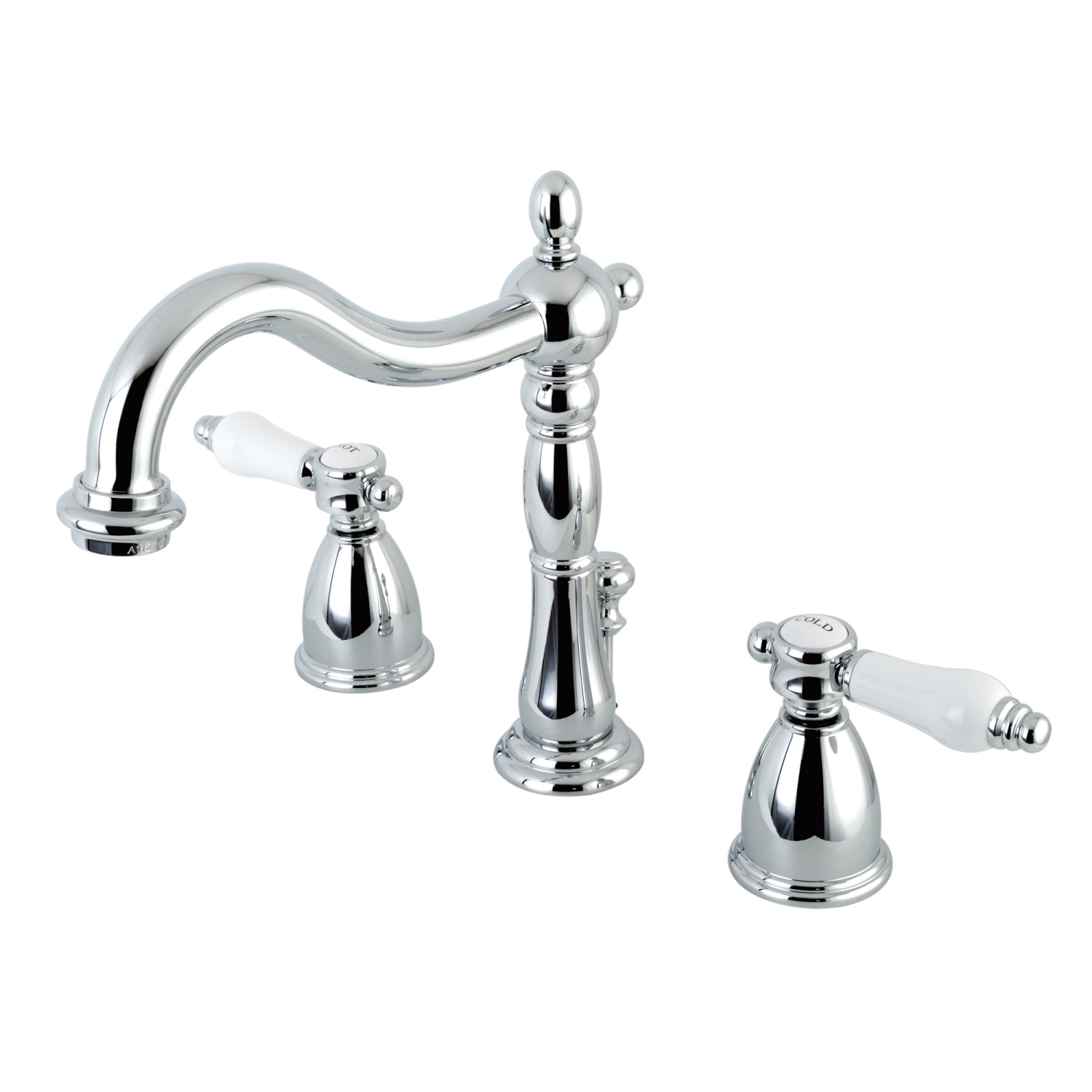 Traditional Dual Lever Two-Handle Three-Hole Deck Mounted Widespread Bathroom Faucet with Plastic Pop-Up in Polished Chrome
