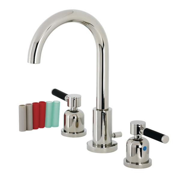 Modern Lever Two-Handle 3-Hole Deck Mounted Widespread Bathroom Faucet with Brass Pop-Up in Polished Chrome