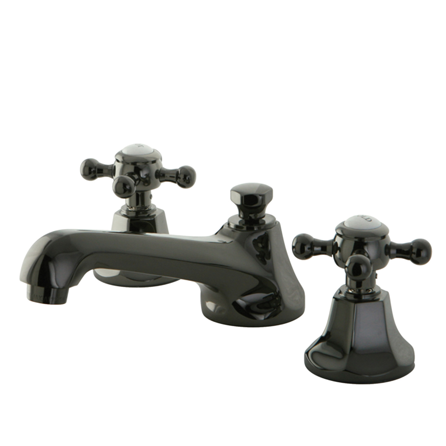 Traditional Two-Handle 3-Hole Deck Mounted Widespread Bathroom Faucet with Brass Pop-Up in Black Stainless Steel