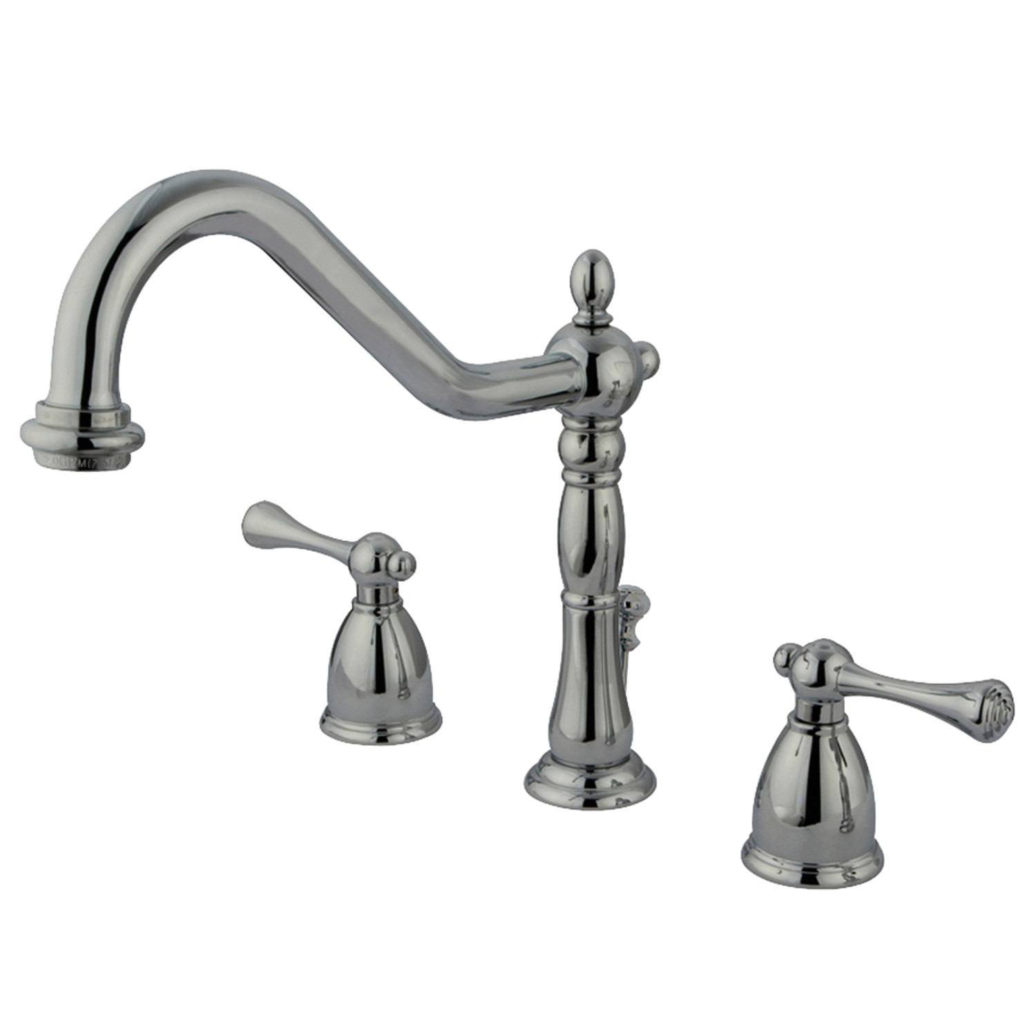 Traditional 2-Handle Three-Hole Deck Mounted Widespread Bathroom Faucet Plastic Pop-Up Polished Chrome