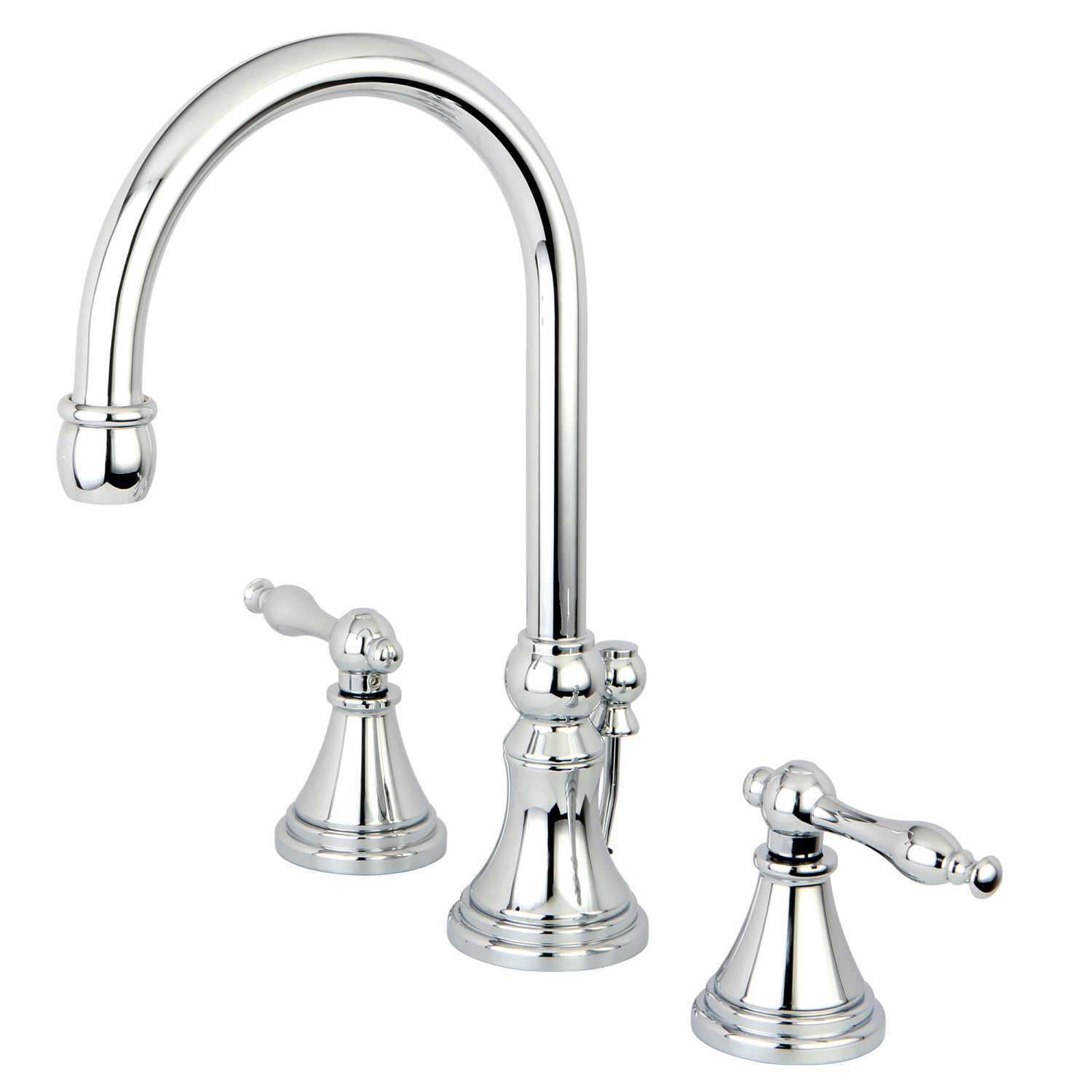 Traditional Two-Handle Three-Hole Deck Mounted Widespread Bathroom Faucet Brass Pop-Up Polished Chrome Finish