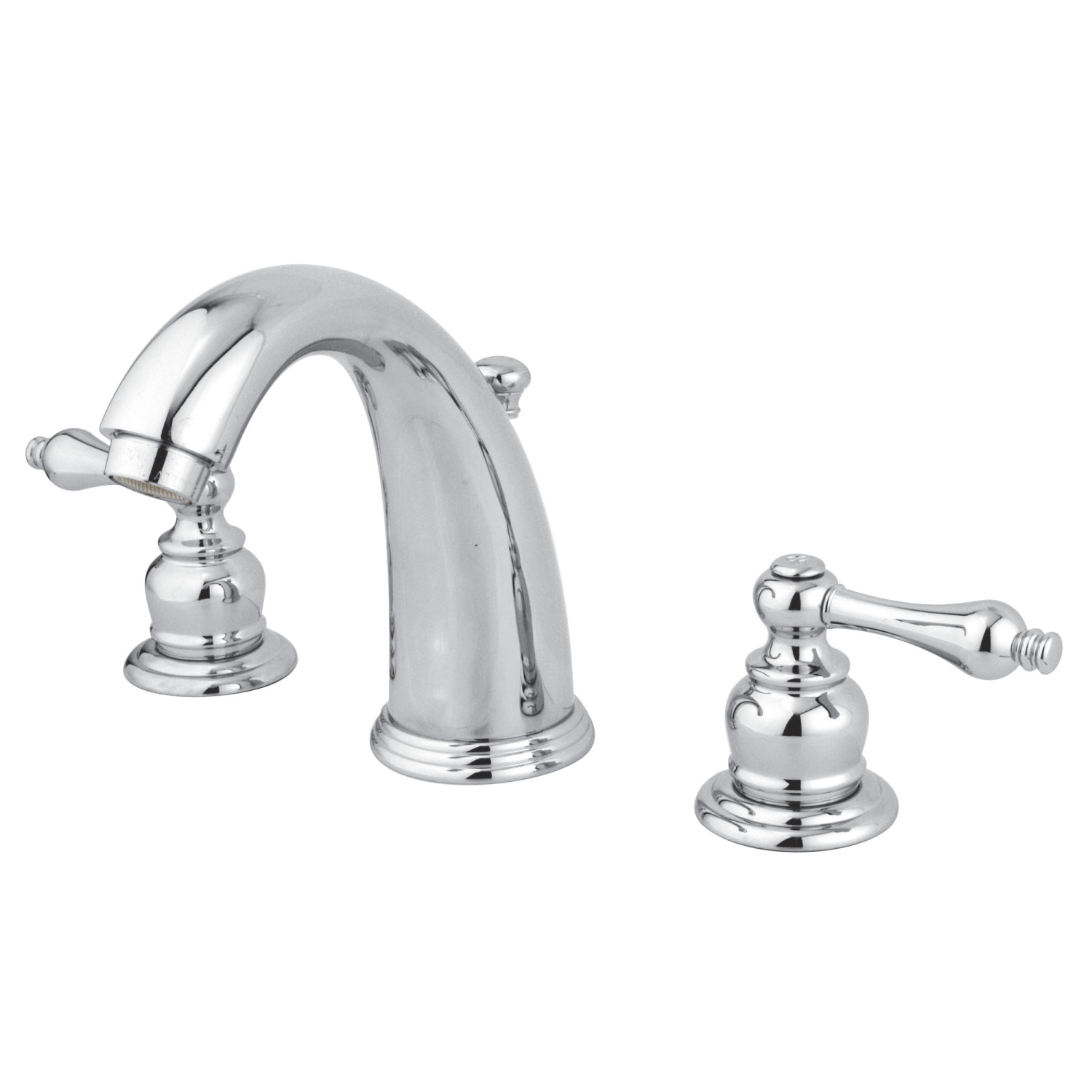 Traditional Two-Handle Three-Hole Deck Mounted Widespread Bathroom Faucet with Plastic Pop-Up in Polished Chrome Finish with 4 Color Options
