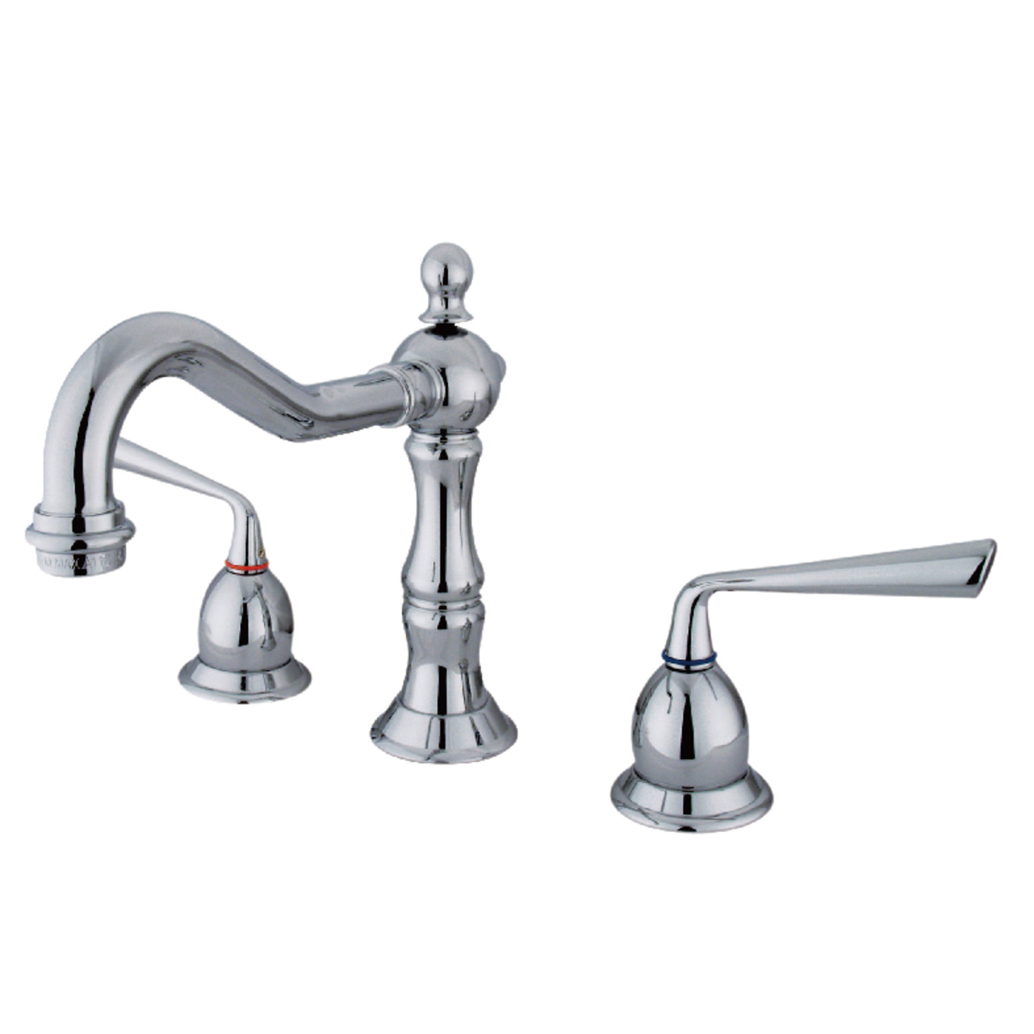 Traditional Two-Handle 3-Hole Deck Mounted Widespread Bathroom Faucet with Brass Pop-Up in Polished Chrome with Four Color Option Traditional Two-Handle 3-Hole Deck Mounted Widespread Bathroom Faucet with Brass Pop-Up in Polished Chrome with Four Color Option