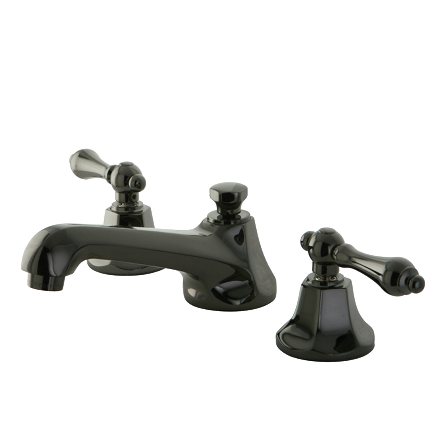 Traditional Two-Handle 3-Hole Deck Mounted Widespread Bathroom Faucet with Brass Pop-Up in Black Stainless Steel Finish