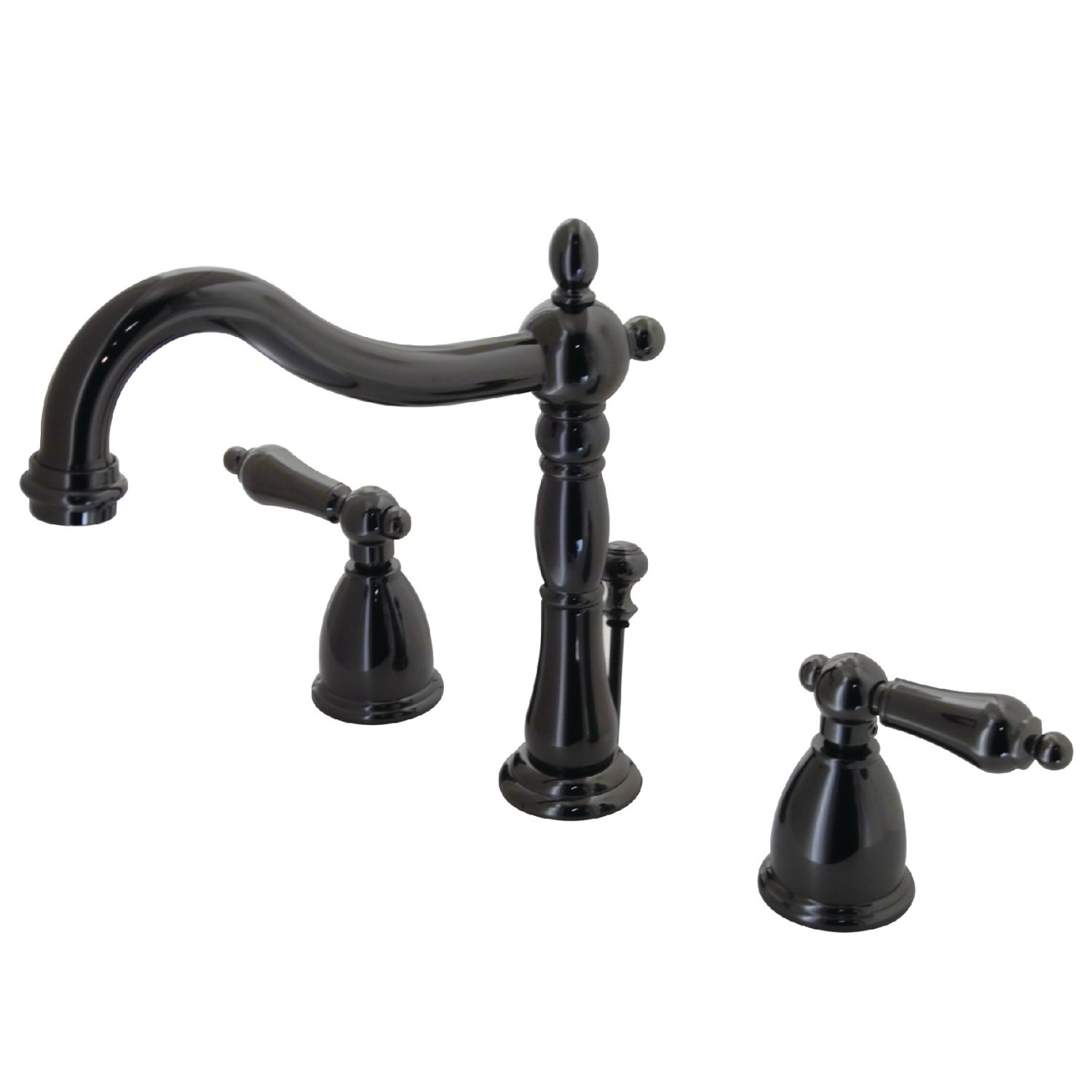 Widespread Bathroom Faucet, Black Stainless Steel