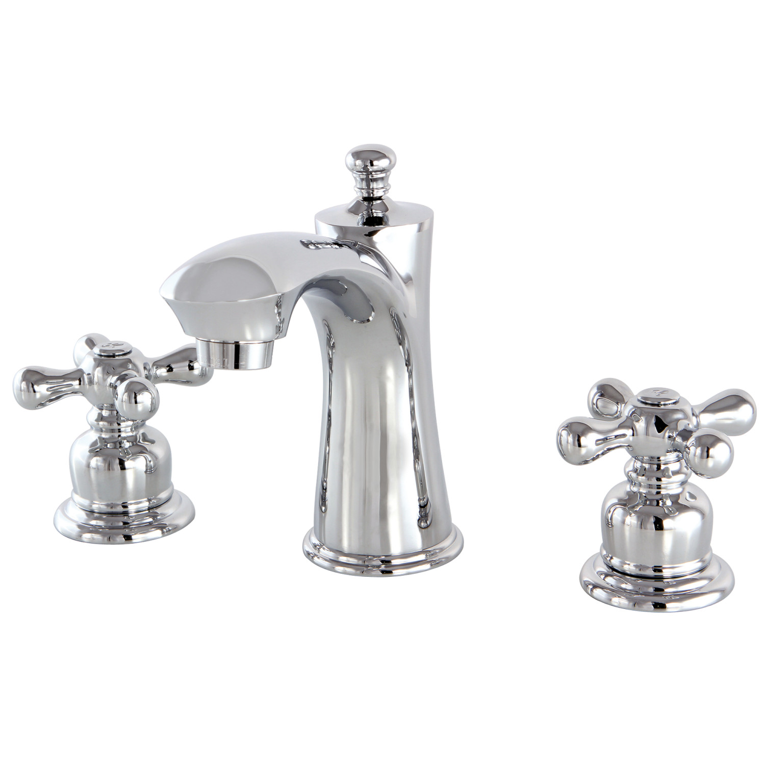 Traditional Two-Handle 3-Hole Deck Mounted Widespread Bathroom Faucet with Plastic Pop-Up in Polished Chrome Finish with 3 Color Options