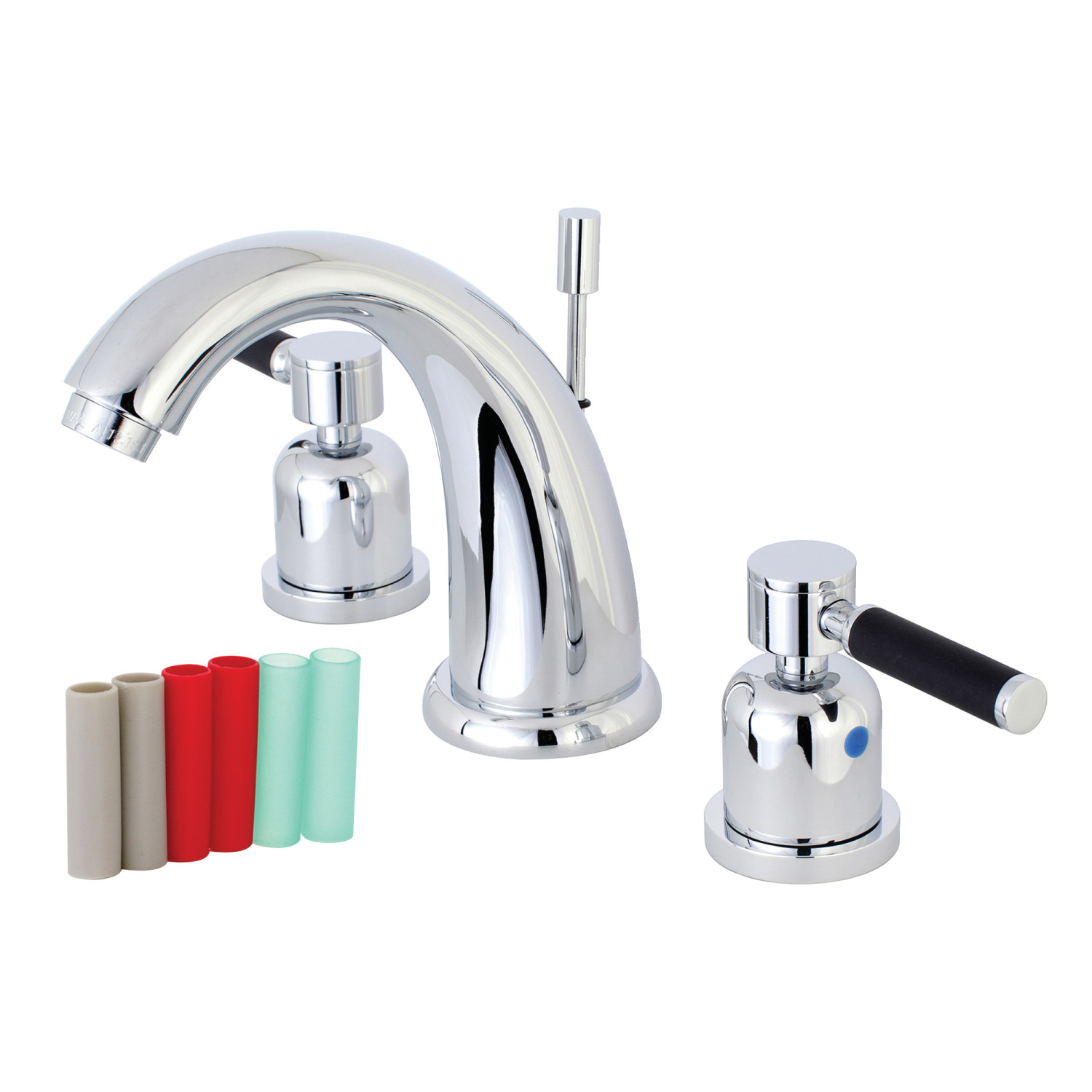 Modern Two-Handle 3-Hole Deck Mounted Widespread Bathroom Faucet with Plastic Pop-Up in Polished Chrome Finish