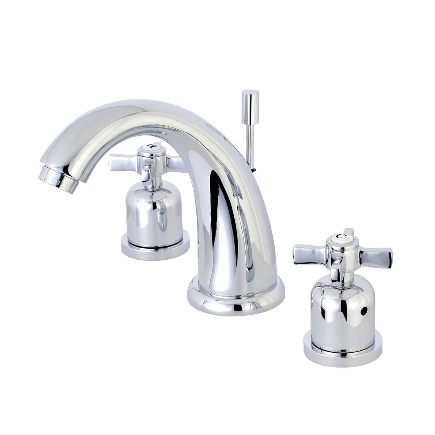 Modern 2-Handle 3-Hole Deck Mounted Widespread Bathroom Faucet with Plastic Pop-Up in Polished Chrome Finish