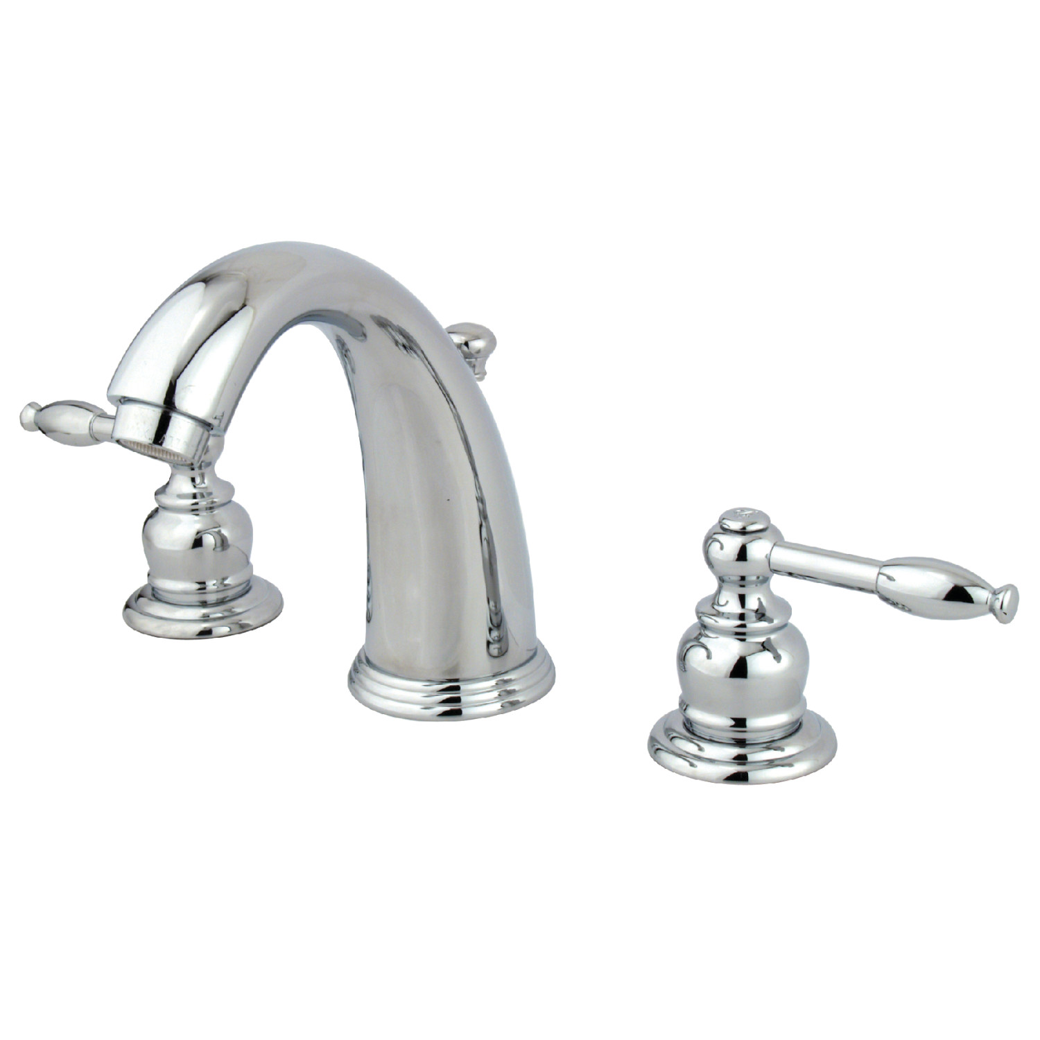 Traditional Two-Handle Three-Hole Deck Mounted Widespread Bathroom Faucet with Plastic Pop-Up in Polished Chrome with 4 Finish Option