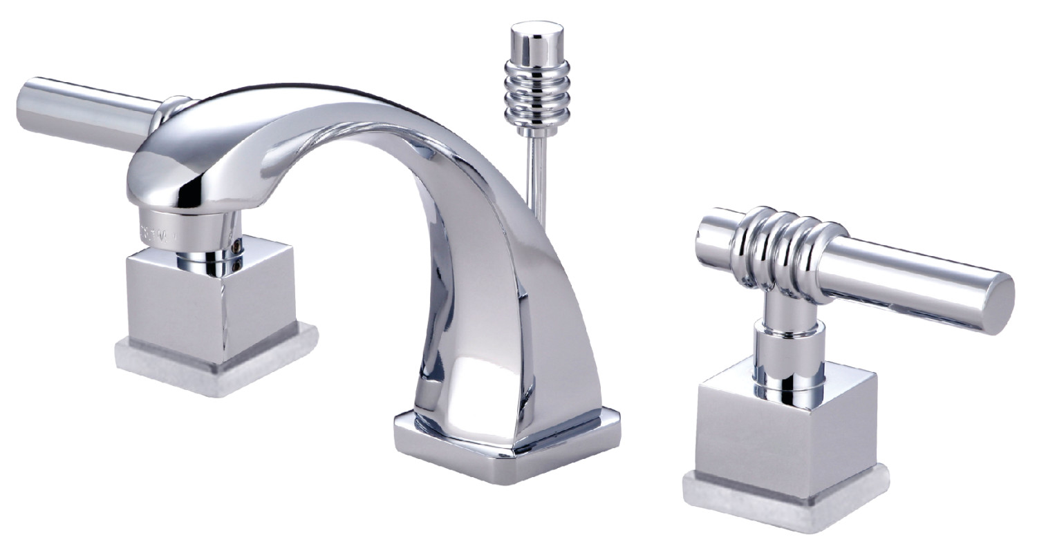 Modern Two-Handle 3-Hole Deck Mounted Widespread Bathroom Faucet in Polished Chrome with 4 Finish Options