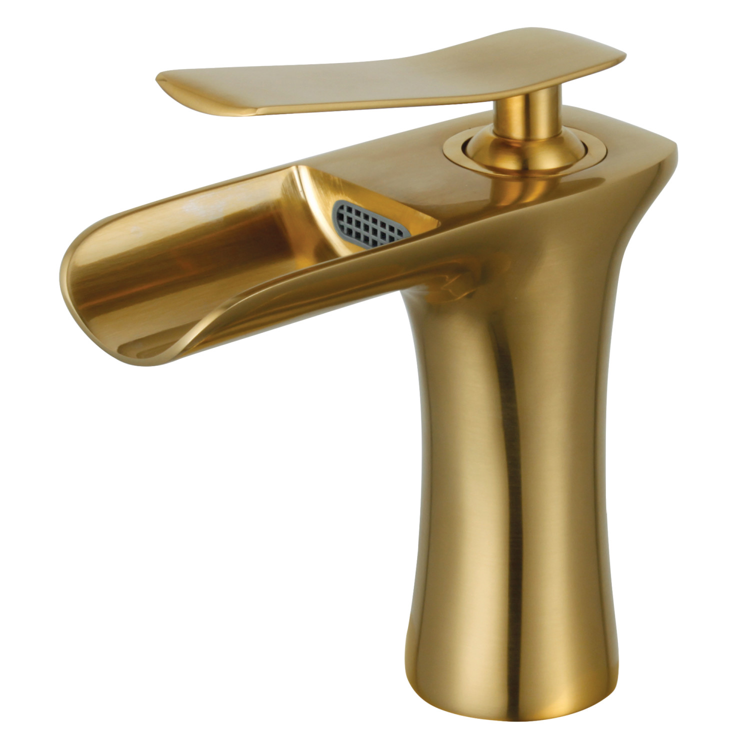 Single-Handle 1-Hole Deck Mount Bathroom Faucet with Push Pop-Up in Brushed Brass