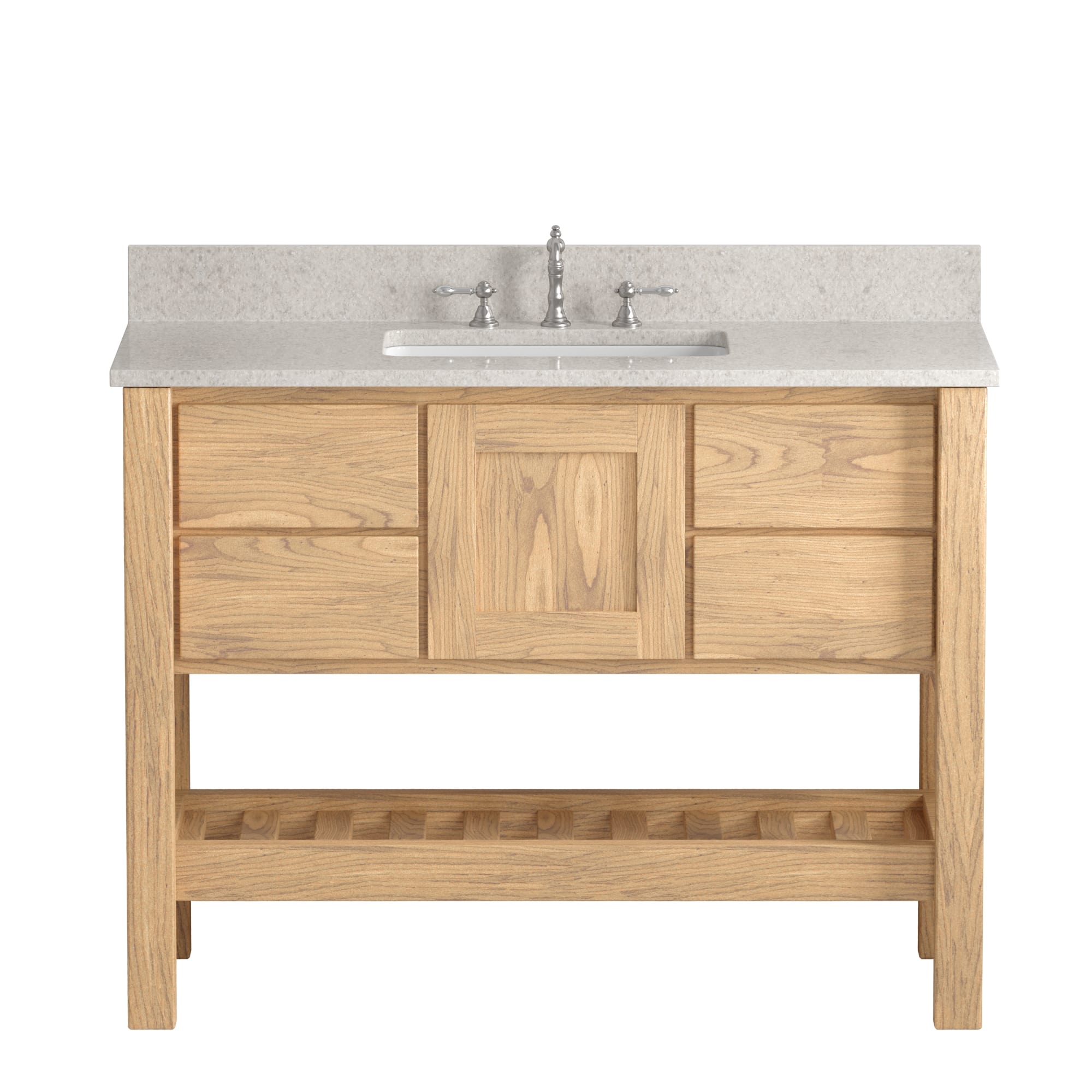 Made in USA, 48" Natural Wood Solid Wood and Basin Sink Vanity with Countertop Options