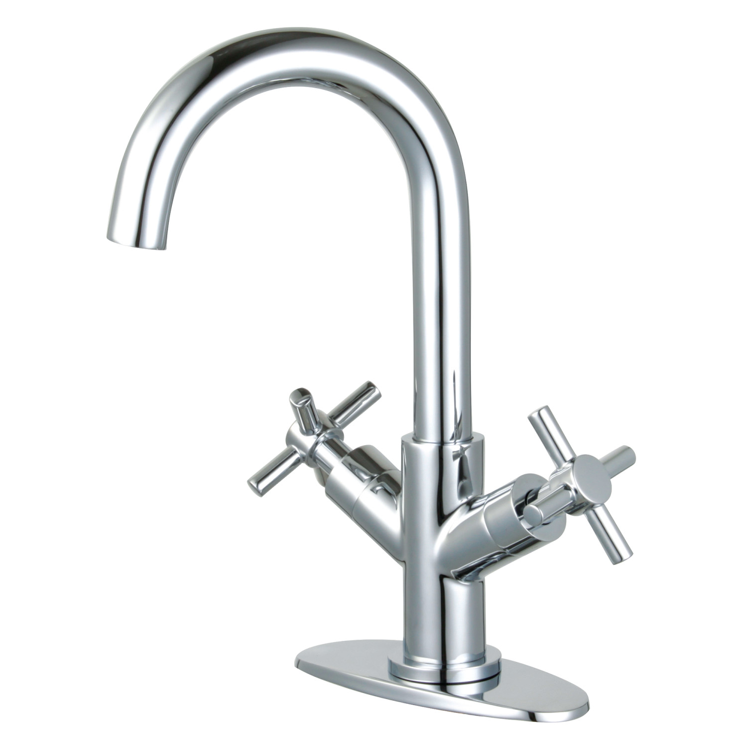 Two-Handle 1-Hole Deck Mount Bathroom Faucet with Push Pop-Up in Polished Chrome with 4 Finish Options