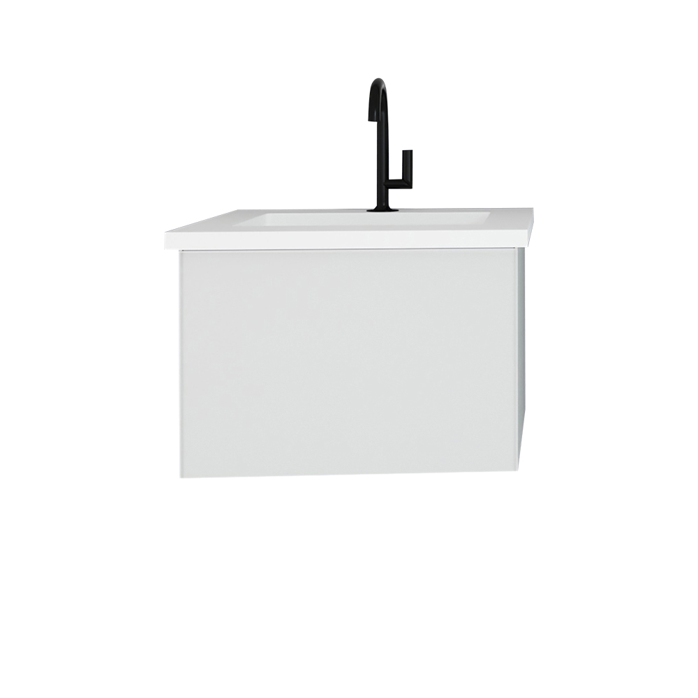 24" Cloud White Bathroom Vanity with Matte White VIVA Stone Solid Surface Countertop