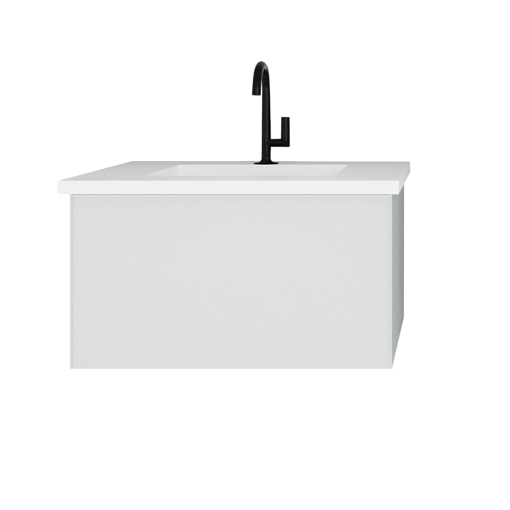 30" Cloud White Bathroom Vanity with Matte White VIVA Stone Solid Surface Countertop