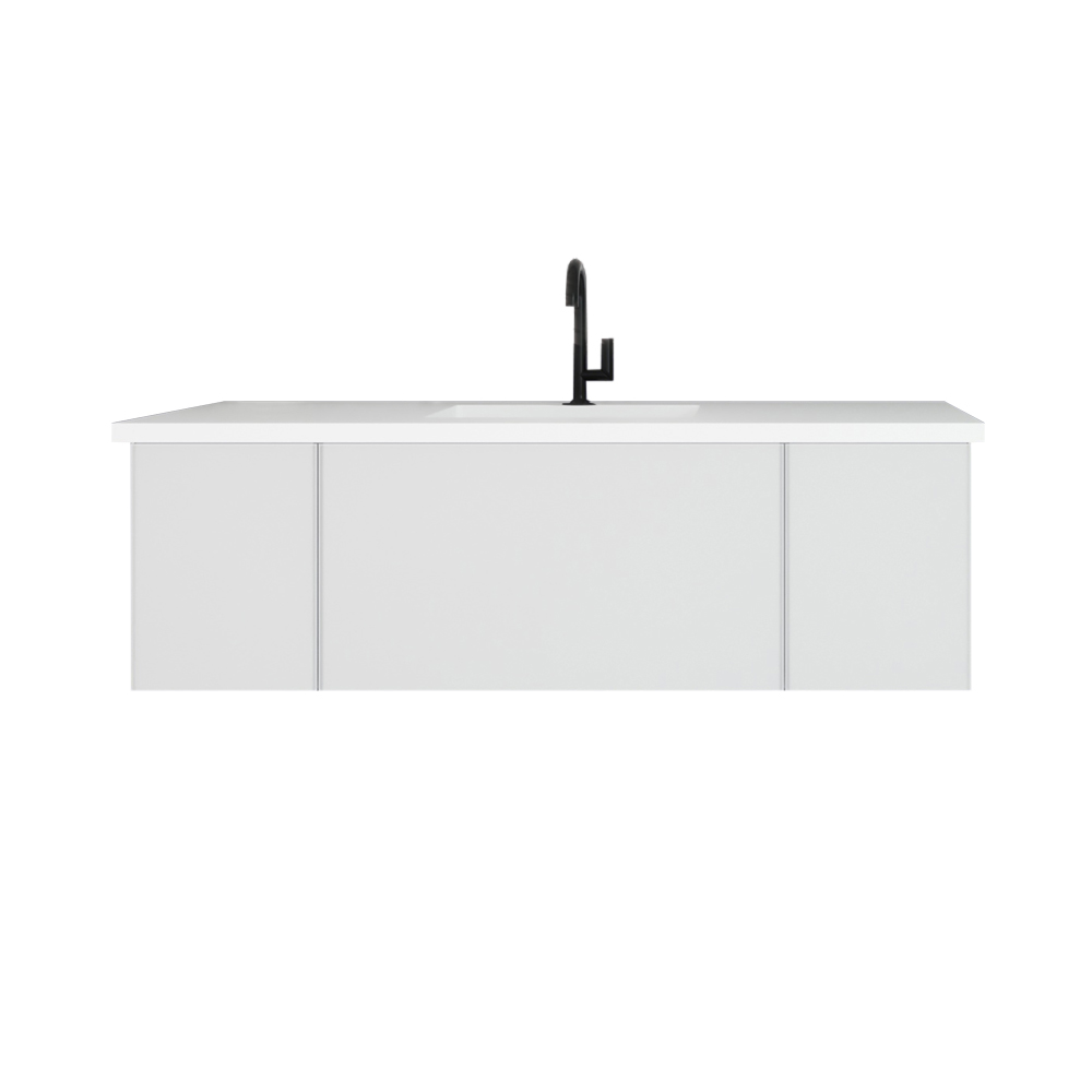 54" Cloud White Bathroom Vanity with Matte White VIVA Stone Solid Surface Countertop