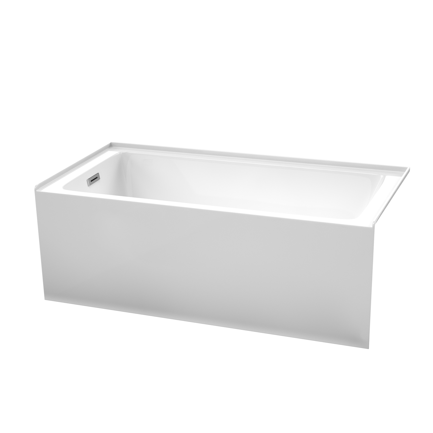 60 x 30" Acrylic Bathtub in White with Left-Hand Drain and Overflow Trim in Polished Chrome