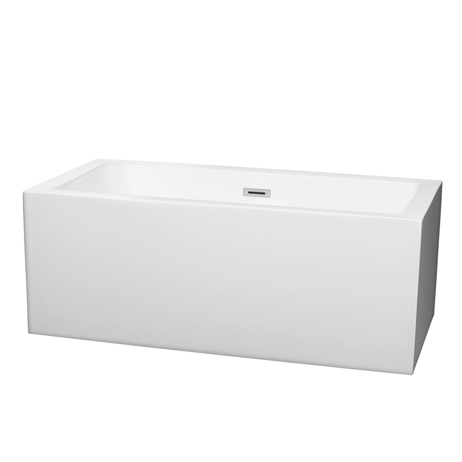 60" Freestanding Bathtub in White with Polished Chrome Drain and Overflow Trim with Faucet Option