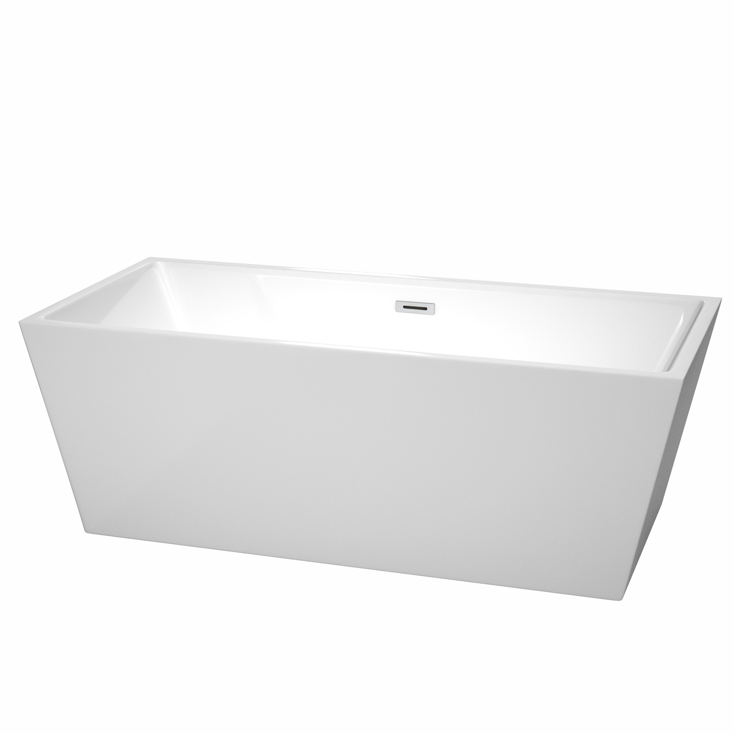 67" Freestanding Bathtub in White with Polished Chrome Drain and Overflow Trim w/ Faucet Options