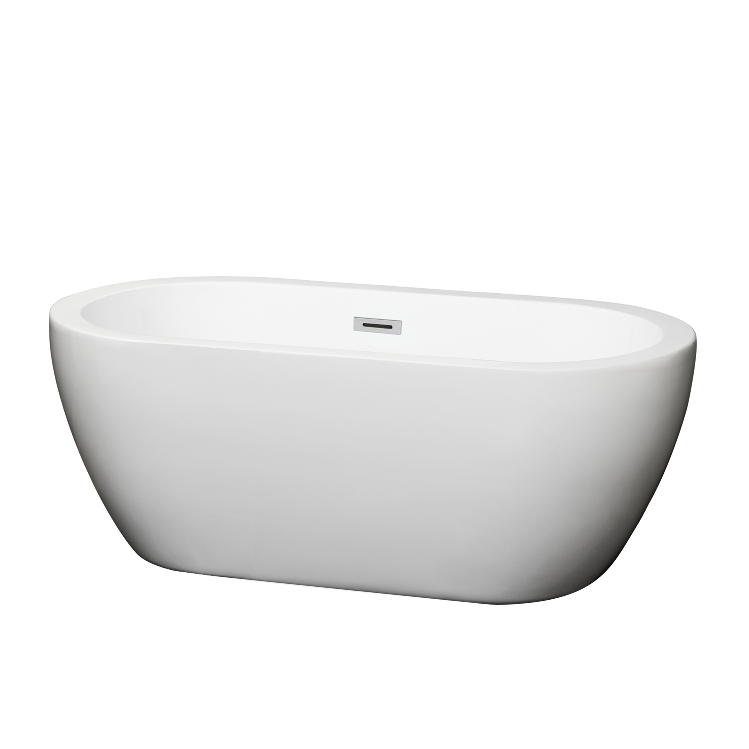 60" Freestanding Bathtub in White with Polished Chrome Drain and Overflow Trim with 2 Faucet Options