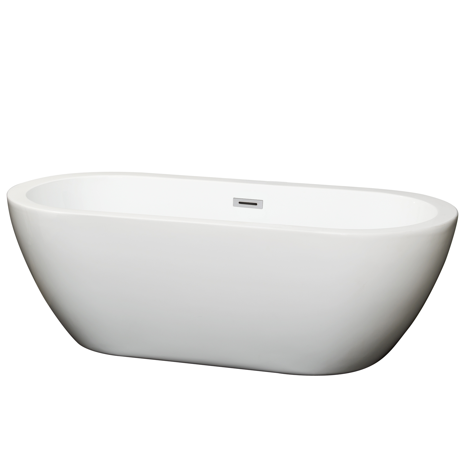68" Freestanding Bathtub in White with Polished Chrome Drain and Overflow Trim with Faucet Options