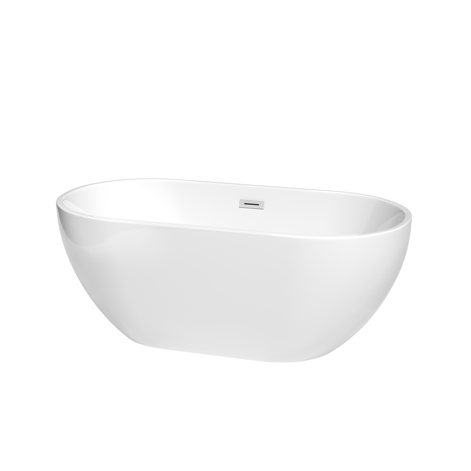 60" Freestanding Bathtub in White with Polished Chrome Drain and Overflow Trim Finish