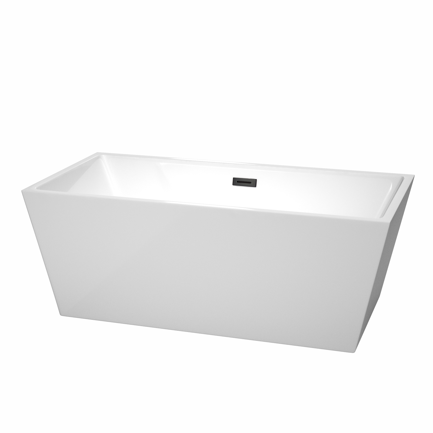 63" Freestanding Bathtub in White with Matte Black Drain and Overflow Trim