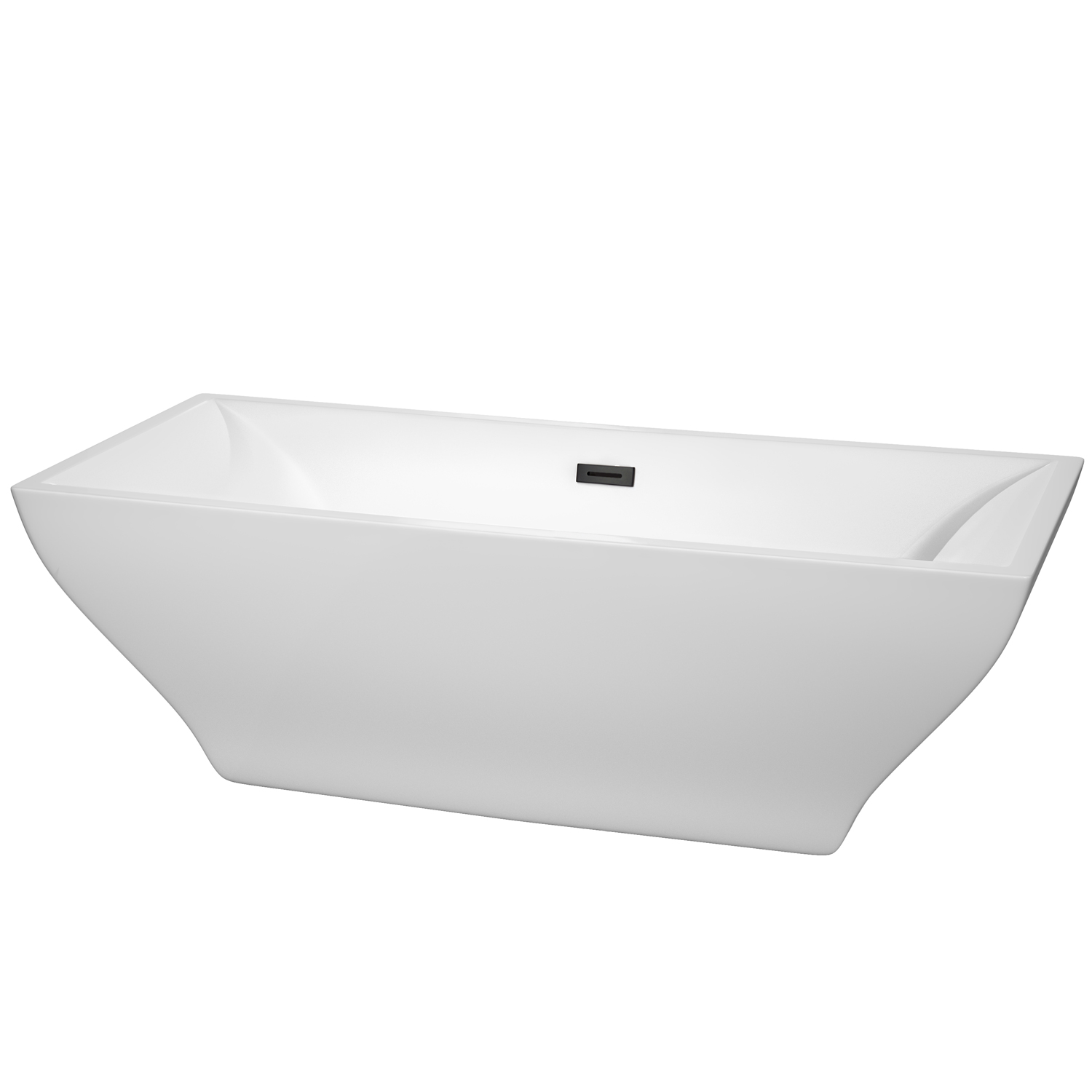 71" Freestanding Bathtub in White Finish with Matte Black Drain and Overflow Trim